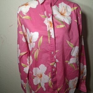 Lauren Ralph Lauren Pink and White Floral Cotton Top